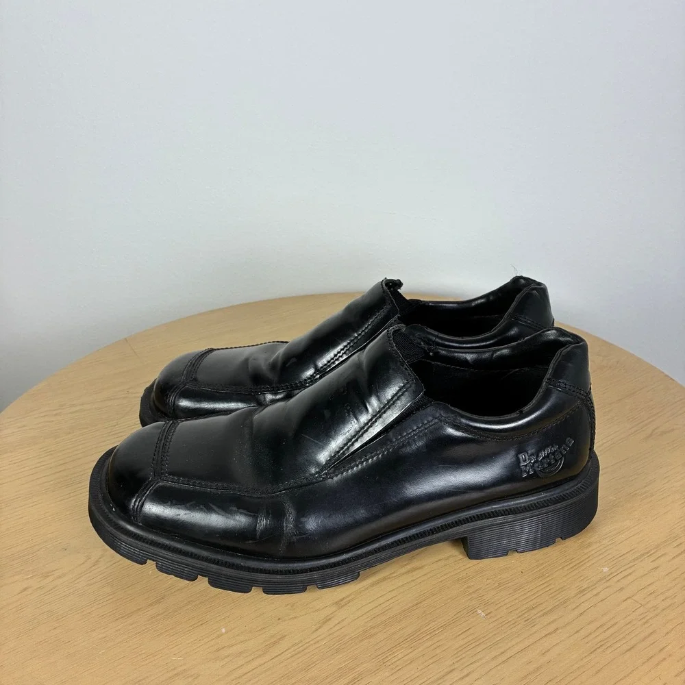 Dr. Martens Leather Square Toe Slip On Loafers Men's 10 Minimalist Chunky Y2K